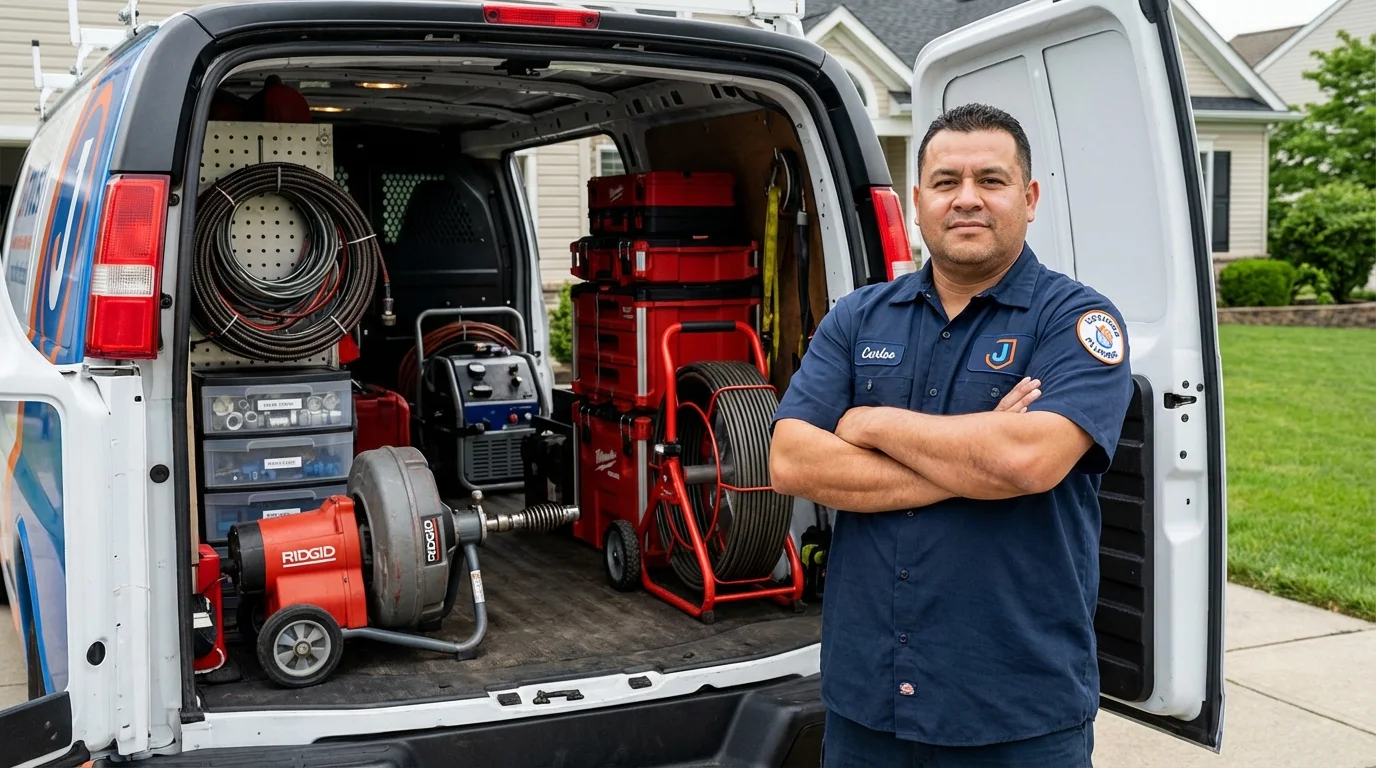 Professional drain cleaning equipment and Johns Plumbing LLC plumber in WaKeeney