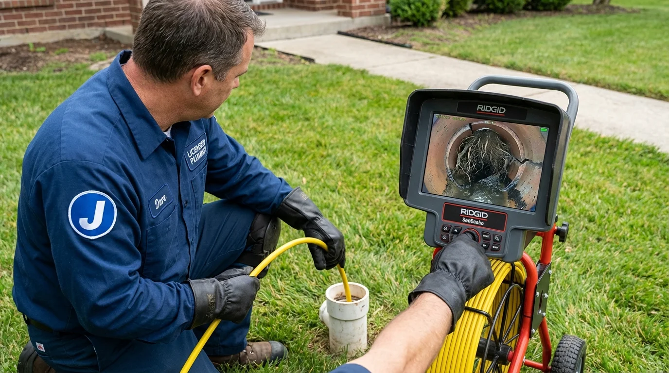 Sewer camera inspection being performed by Johns Plumbing LLC in WaKeeney